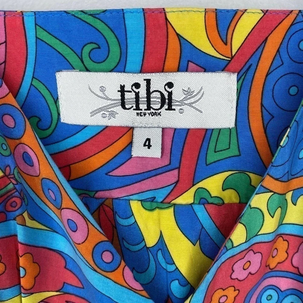 TIBI Colorful V-Neck Floral/Paisley Print Tank Top Size 4